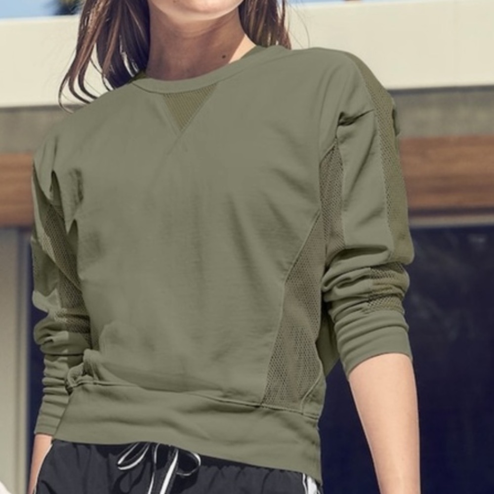 Athleta Cruise Olive Mesh Sweatshir